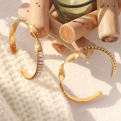 Bracciale geometrico zirconi aperto