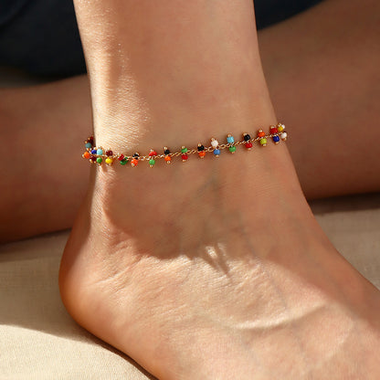 Cavigliera perline colorate bohemien