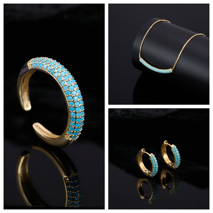 Set collana, orecchini e anello turchese