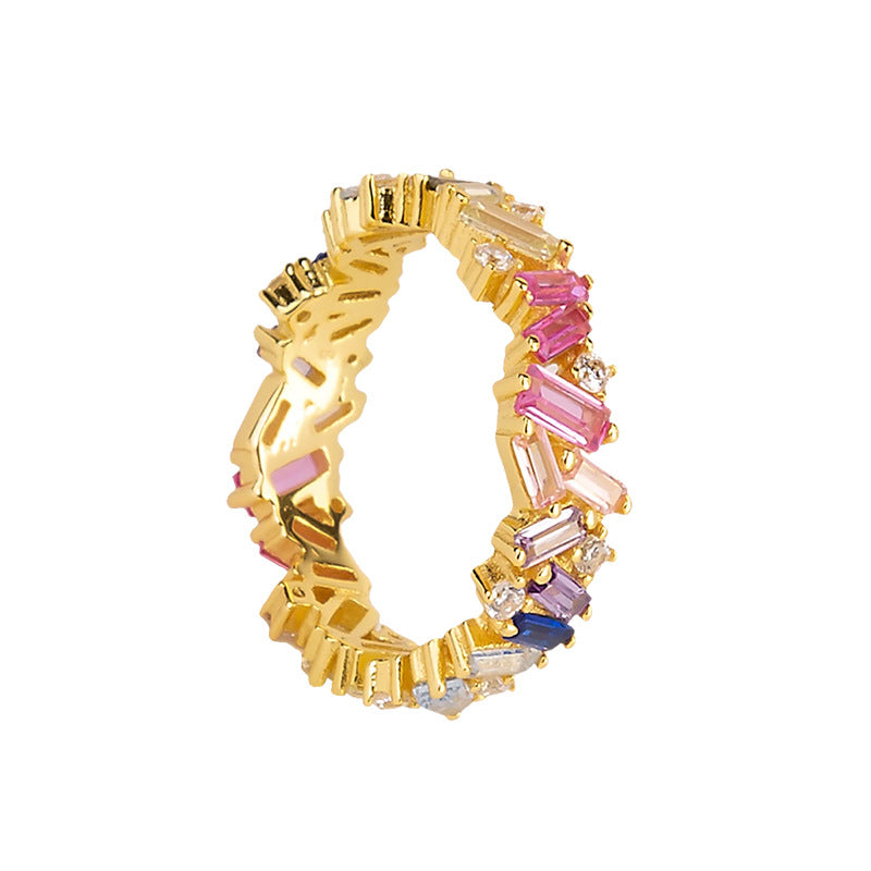 Anello rame con zirconi colorati