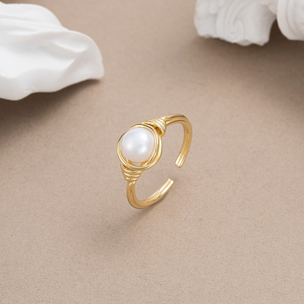 Anello perla barocca romantico