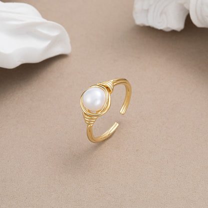 Anello perla barocca romantico