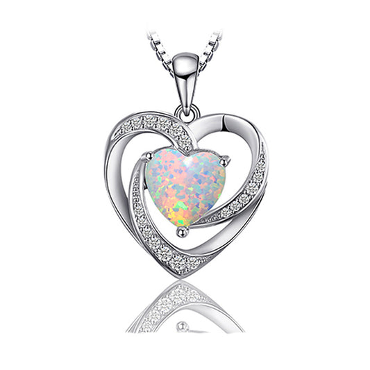 Pendente a cuore in opale sintetico