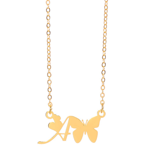 Collana farfalla pendente con lettera