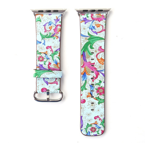 Orologio con cinturino pelle floreale