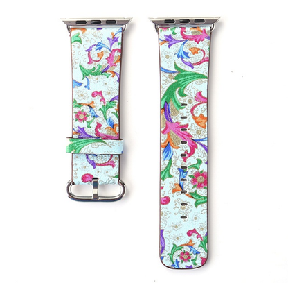 Orologio con cinturino pelle floreale