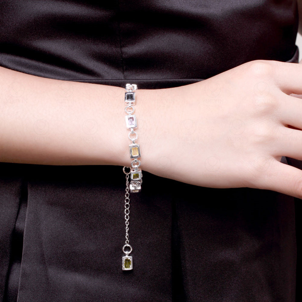 Bracciale argento zircone plaid