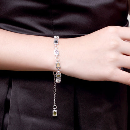 Bracciale argento zircone plaid