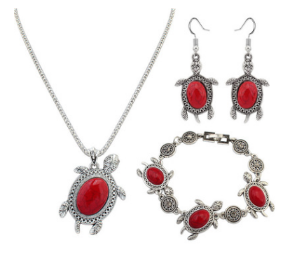 Collana e orecchini tartaruga turchese