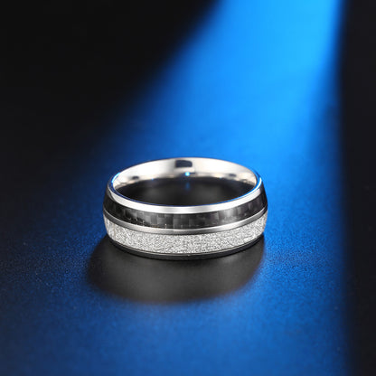 Anello acciaio carbonio e legno