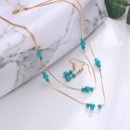 Set collana e orecchini turchese rotondo