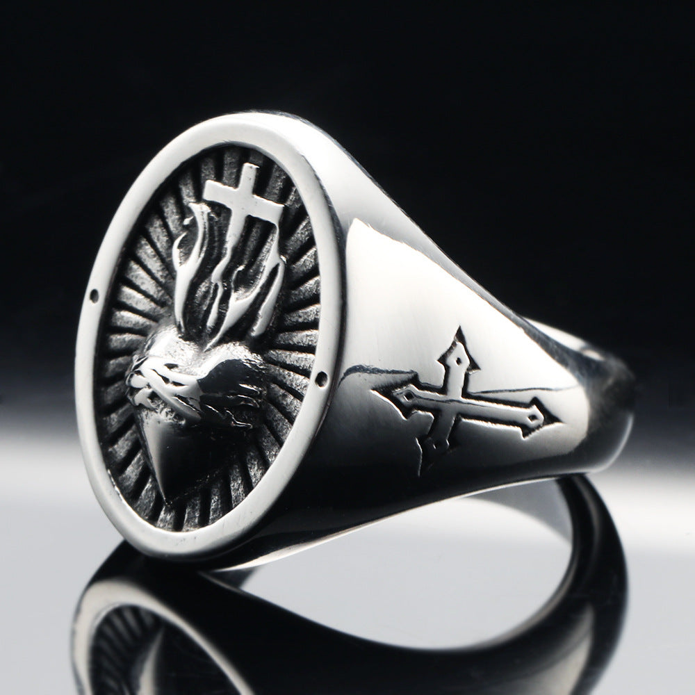 Anello croce e cuore