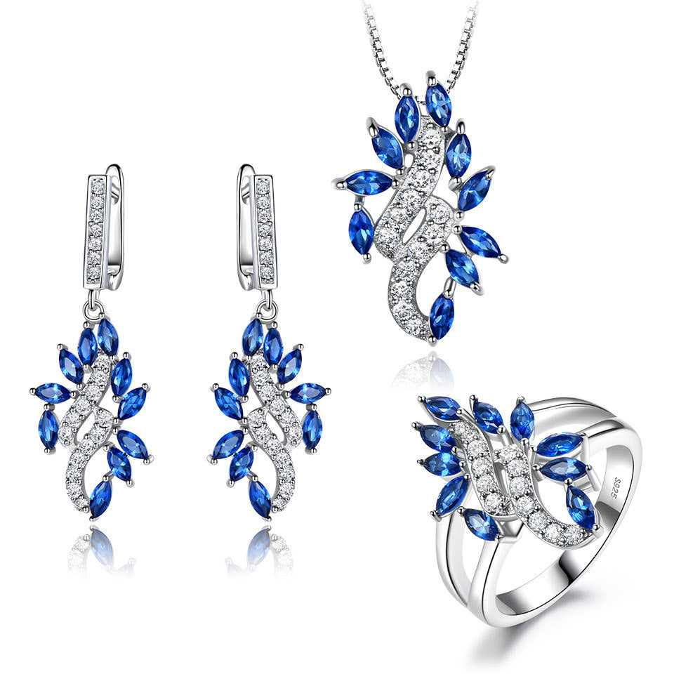 Set foglia zaffiro diamante