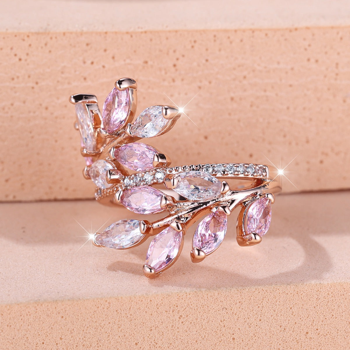 Anello Zircone Foglia