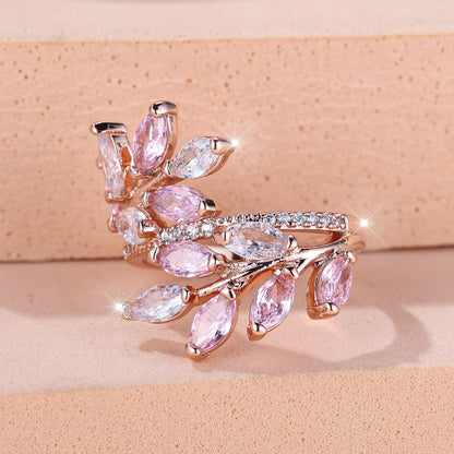 Anello Zircone Foglia