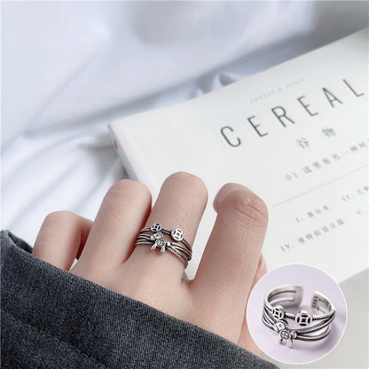 Anello aperto geometrico argento