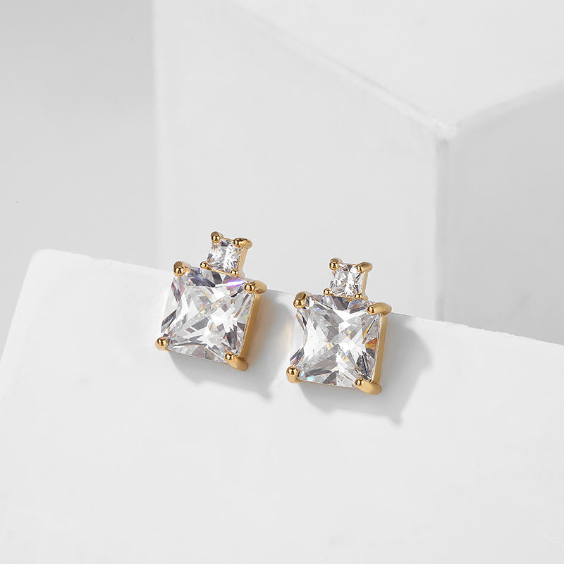 Orecchini zircone geometrico blu