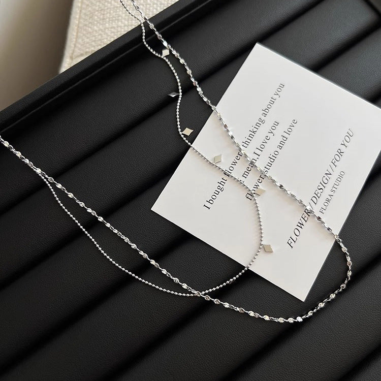 Collana doppio strato paillettes diamante