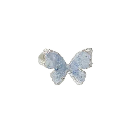 Anello farfalla zirconi blu sfumati