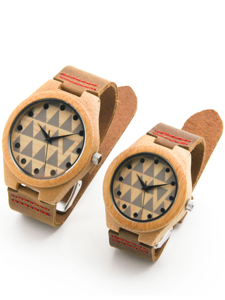 Orologio pelle cinturino bambù
