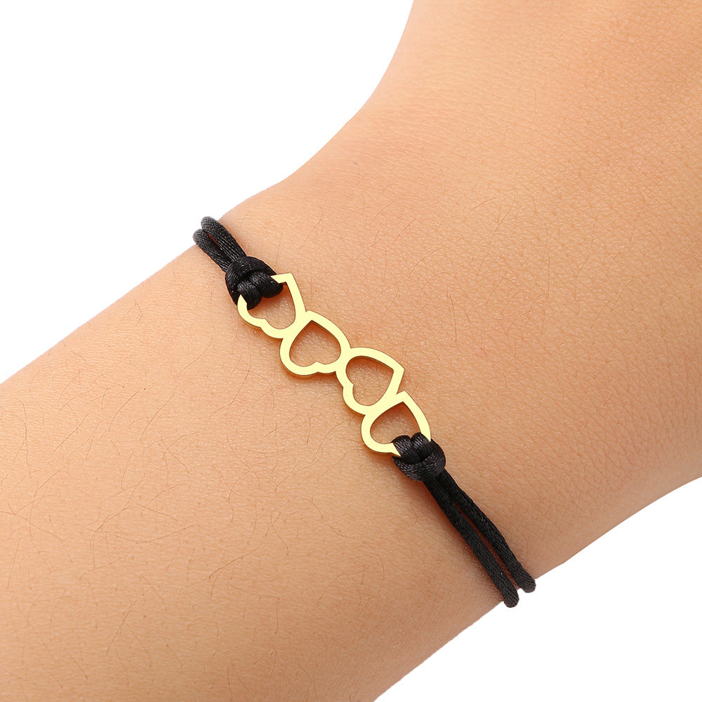 Bracciale corda nera acero