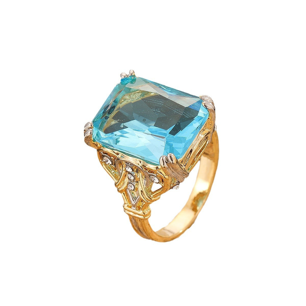 Anello geometrico retrò con zirconi