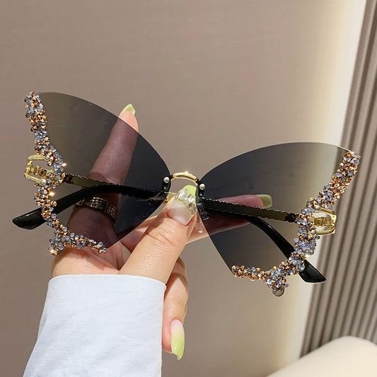 Occhiali da sole farfalla strass