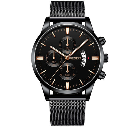Orologio calendario quarzo mesh