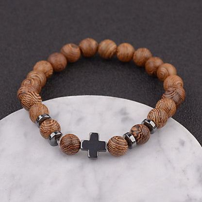 Bracciale croce e legno