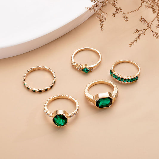 Anello zirconi geometrico smeraldo