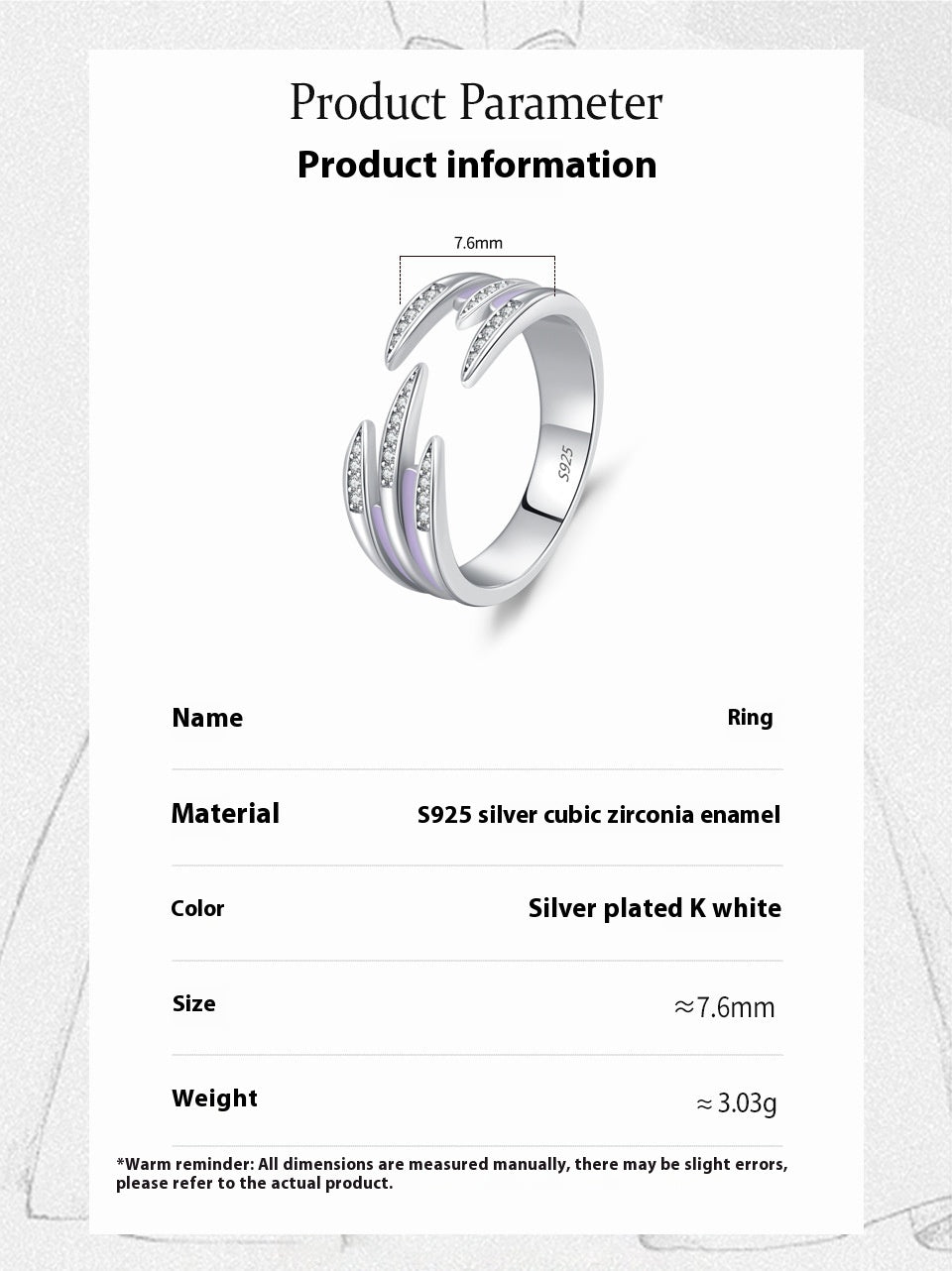 Anello argento smaltato aperto