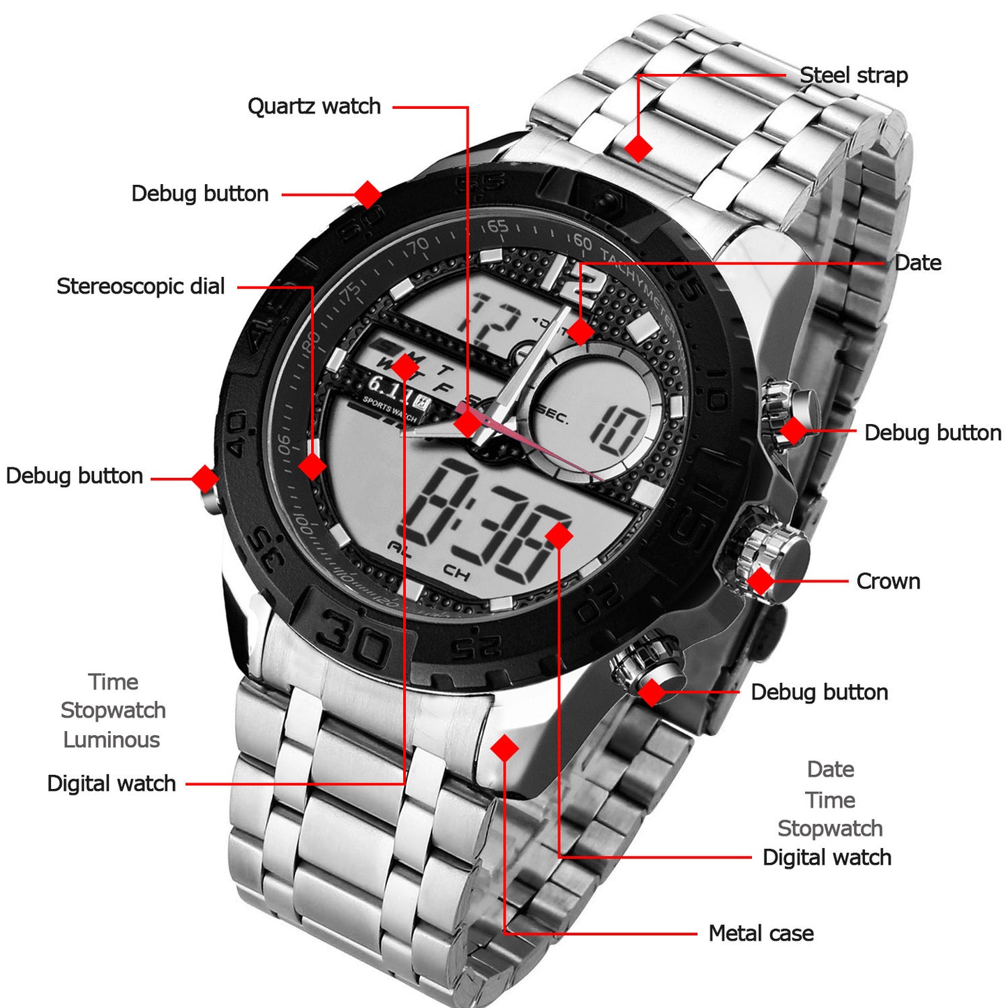 Orologio sportivo outdoor luminoso