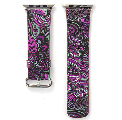 Orologio con cinturino pelle floreale