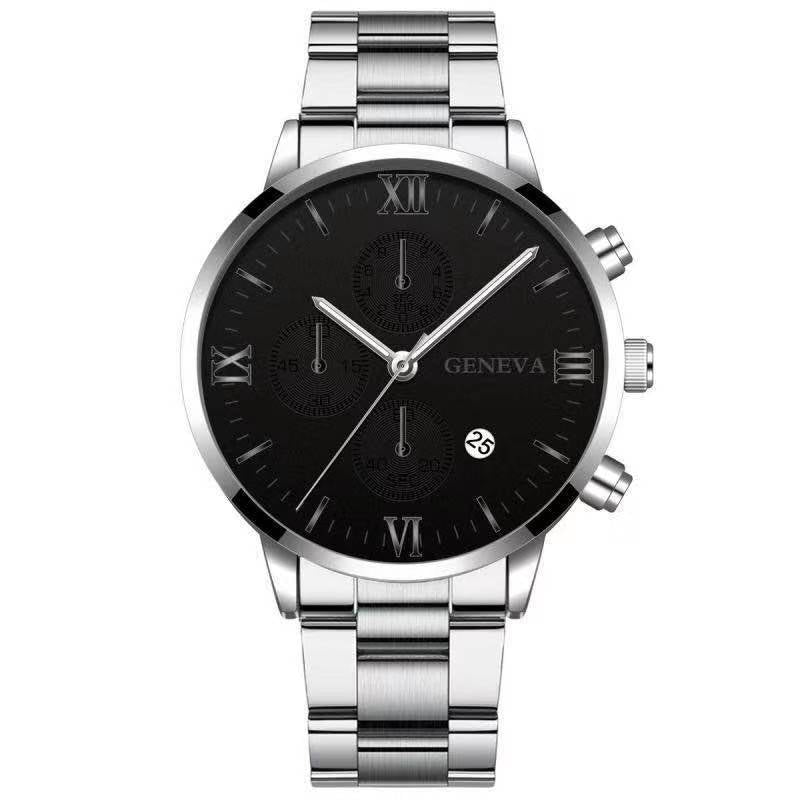 Orologio uomo acciaio con calendario tre quadranti