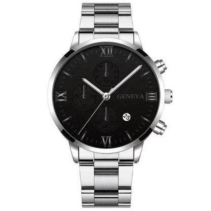 Orologio uomo acciaio con calendario tre quadranti
