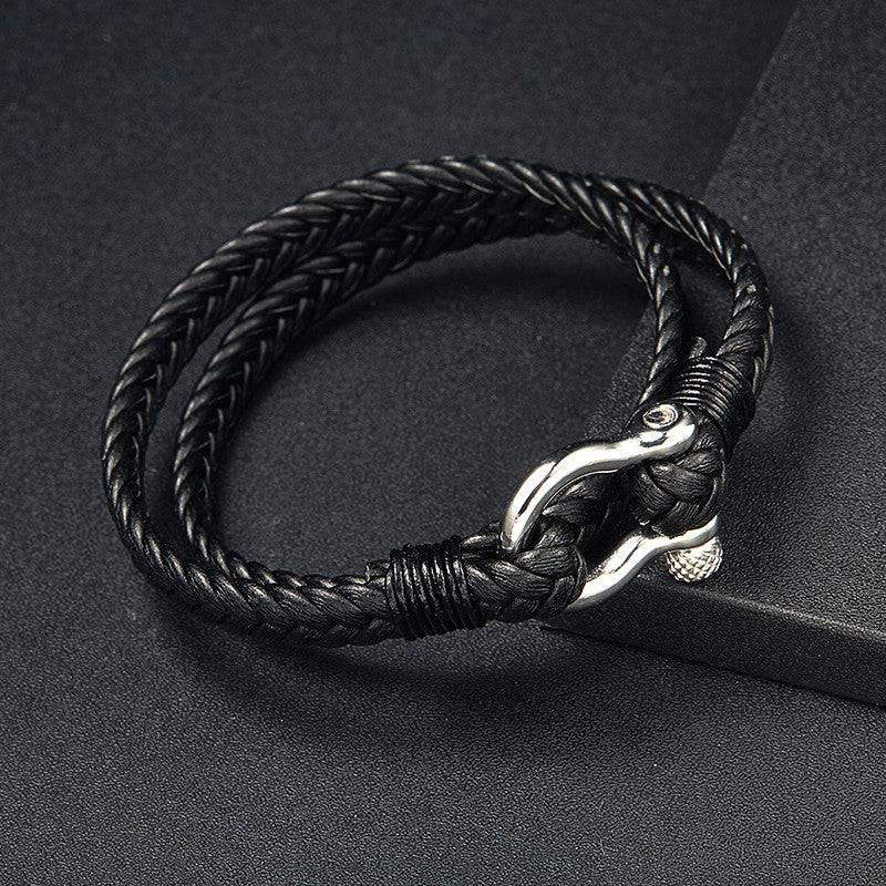 Bracciale pelle ancora