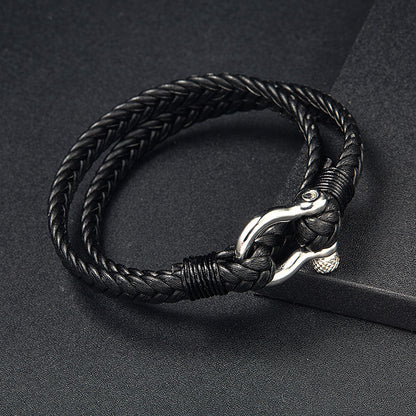 Bracciale pelle ancora