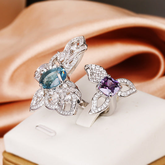 Anello cuore farfalla strass