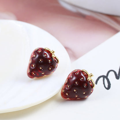 Orecchini fragola resina stereo