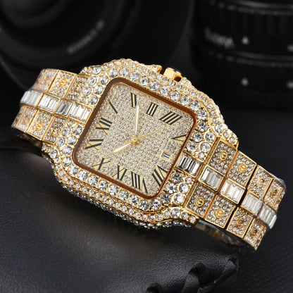 Orologio quadrato con cristalli da uomo