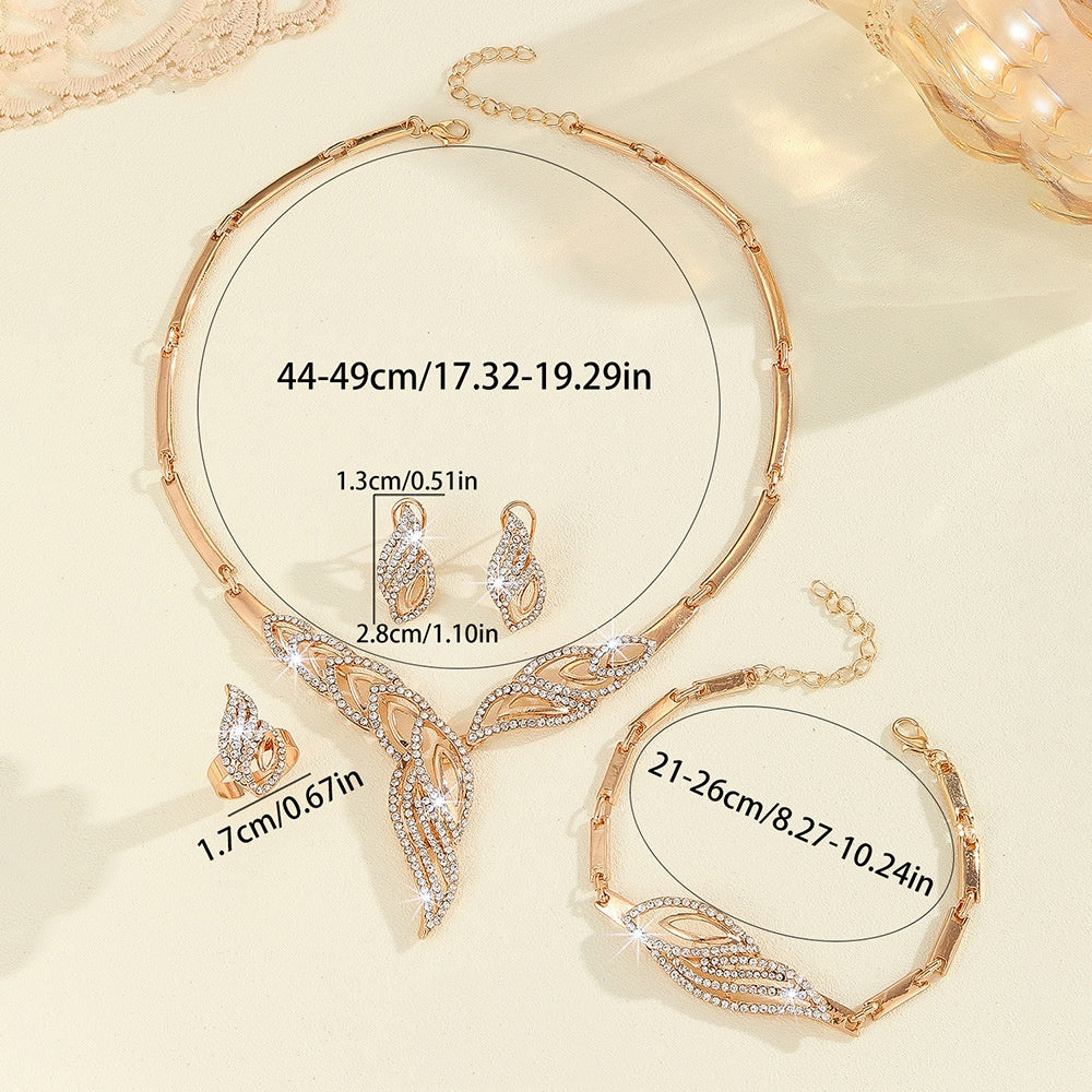 Set Gioielli Foglia Oro e Diamanti