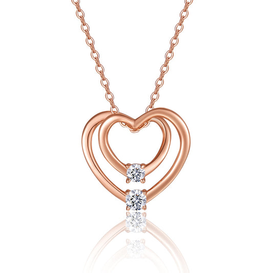 Collana doppio cuore moissanite