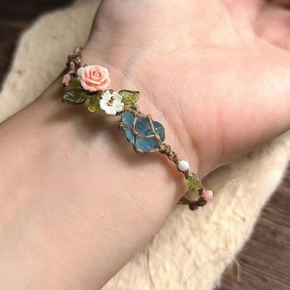 Bracciale acquamarina intrecciato a mano