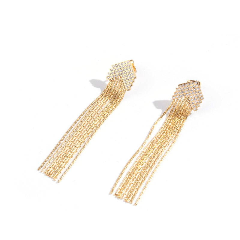 Orecchini titanio frangia strass