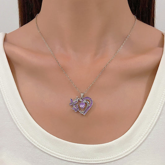 Collana farfalla cuore strass