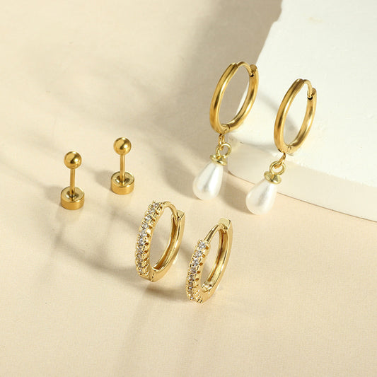 Orecchini Geometrici Zircone placcati oro