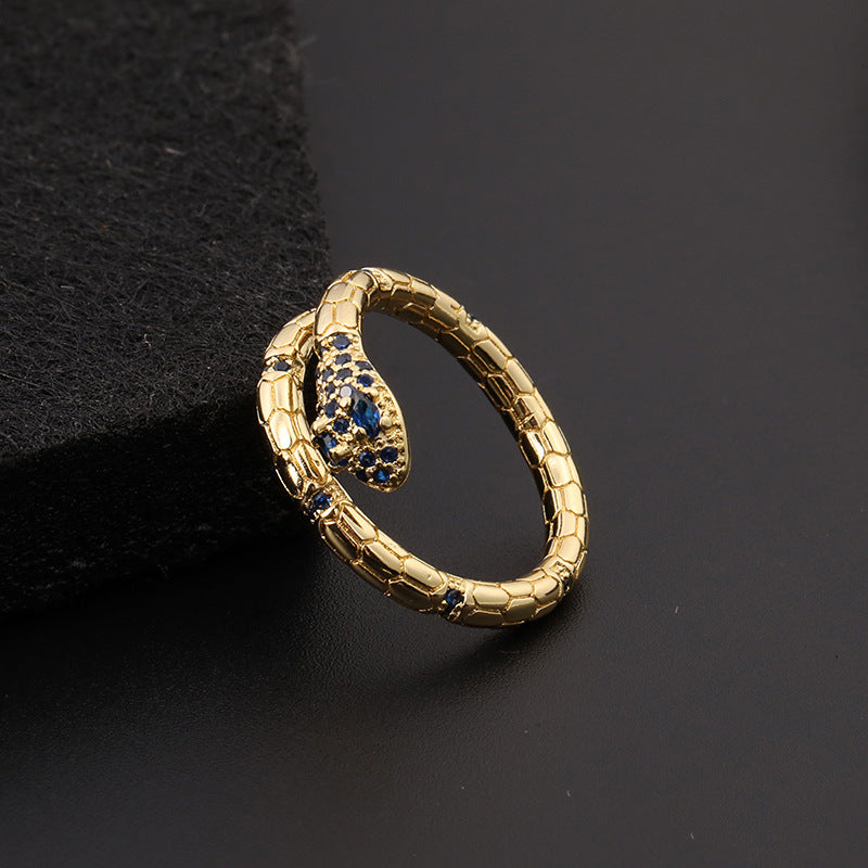 Anello serpente zircone aperto