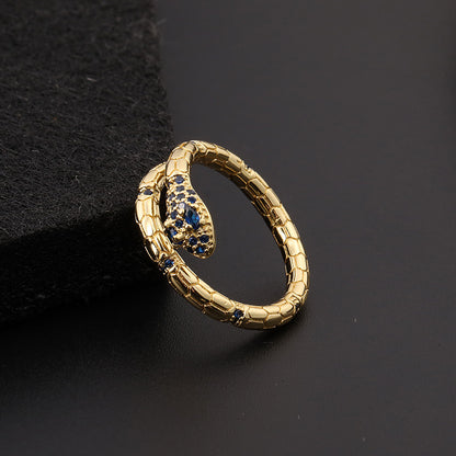 Anello serpente zircone aperto