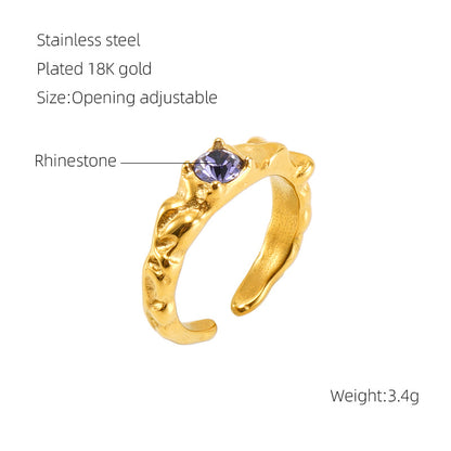 Anello pietra di luna geometrico irregolare