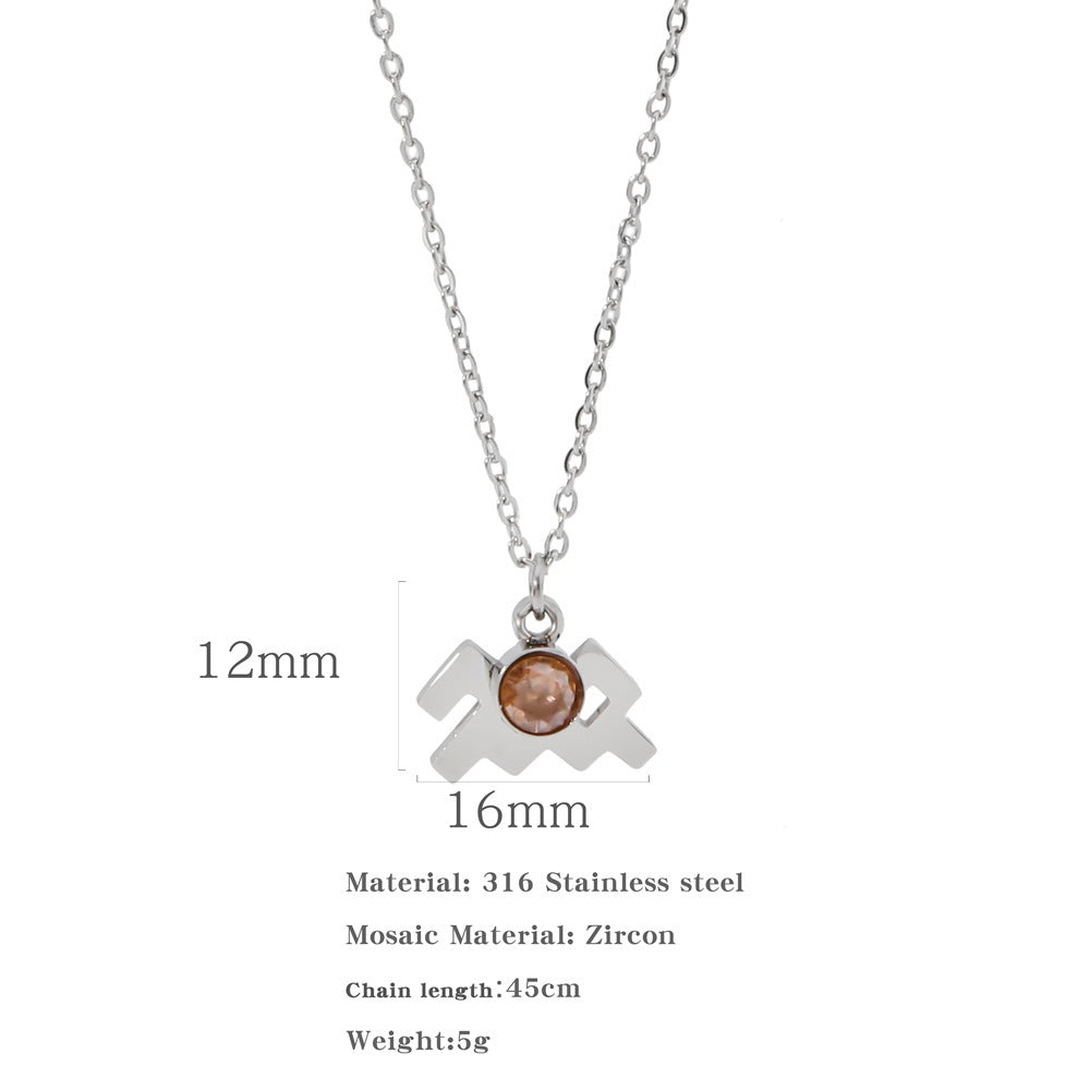 Collana zircone in acciaio inox